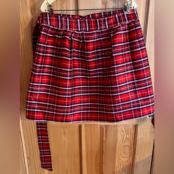 Crown & Ivy Red Plaid Holiday Party Lined New SZ 16 Mini Skirt Side Zip Pockets - Picture 7 of 17